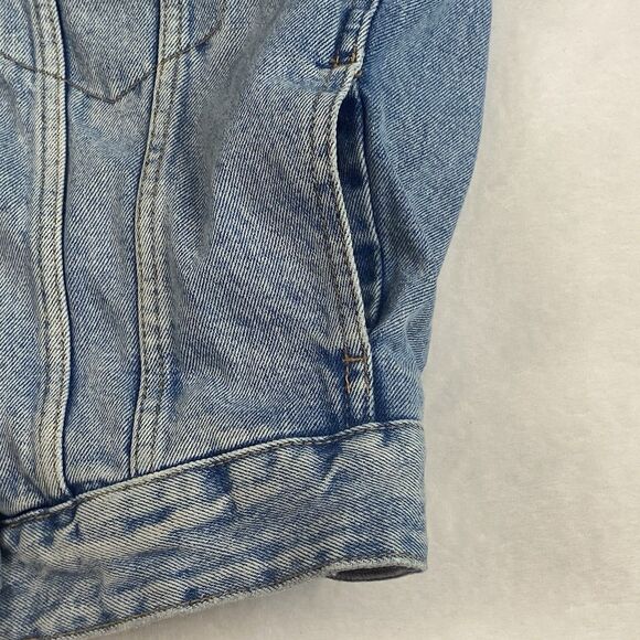 Zara Jean Jacket Youth Girls Small Blue Sherpa Lined Button Pockets Denim Casual - Picture 4 of 11